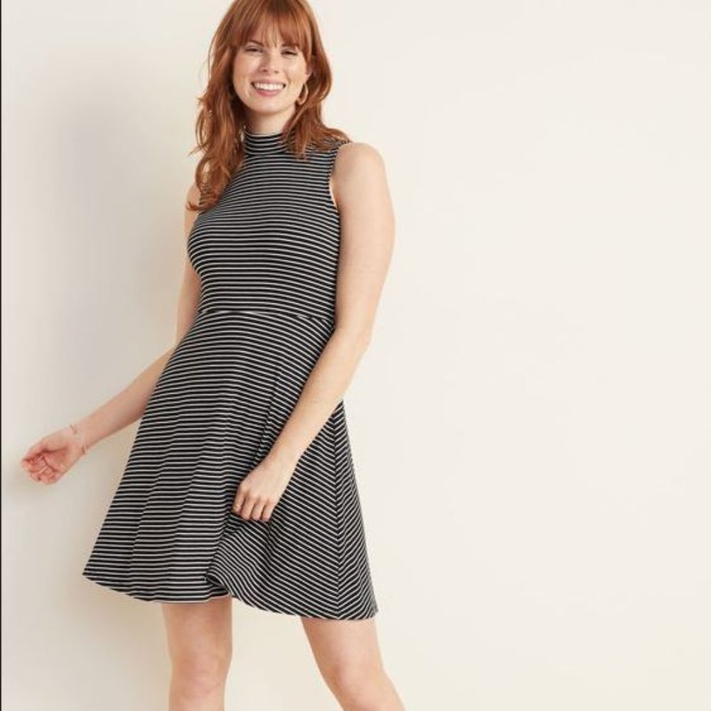 Fit & Flare Sleeveless Mock-Neck Dress for Women